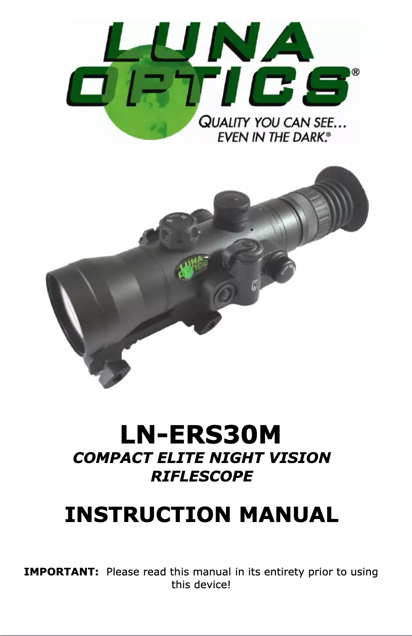 Page 1 de la notice Manuel utilisateur Luna Optics LN-ERS30M