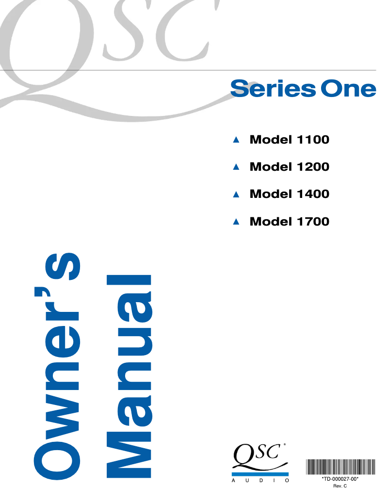 Page n°1 - Manuel utilisateur QSC 1700