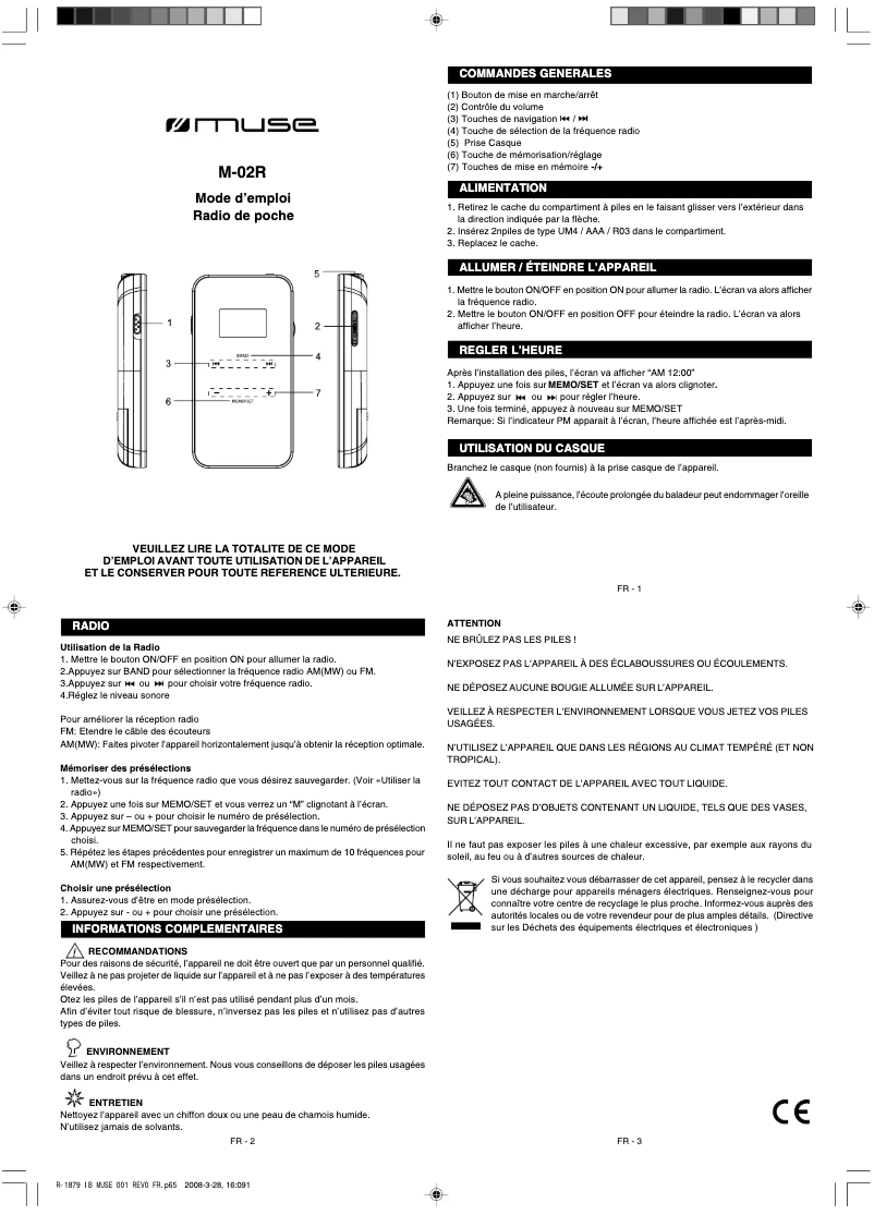 Image de la première page du manuel de l'appareil M-02 R