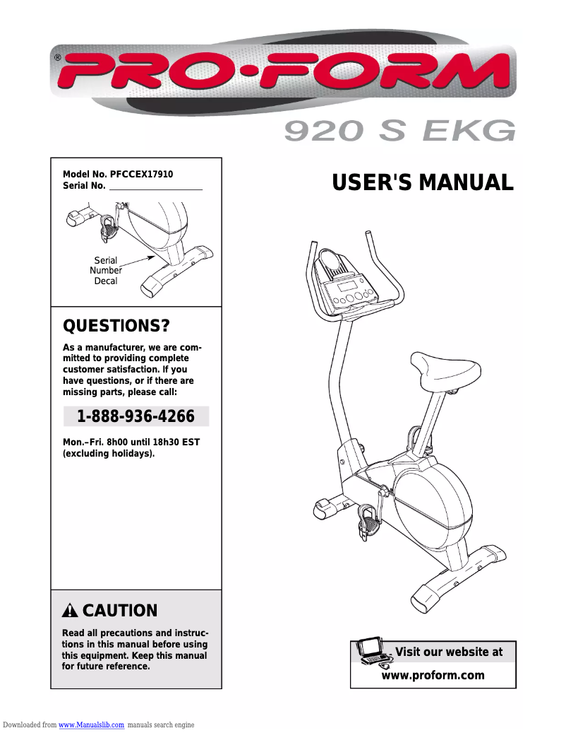 Image de la première page du manuel de l'appareil 920 S EKG