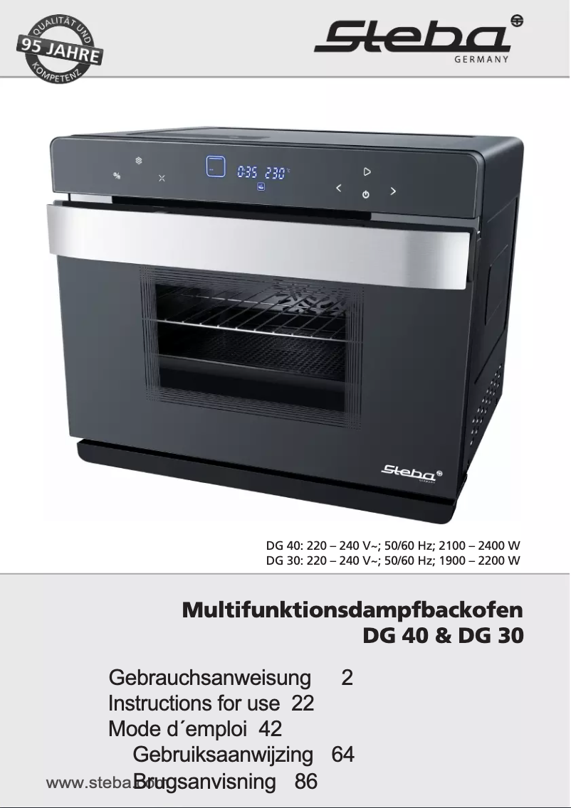 Page 1 de la notice Manuel utilisateur Steba DG 40