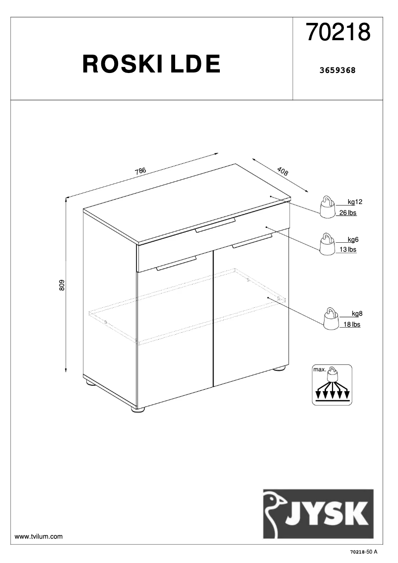 Page 1 de la notice Manuel utilisateur JYSK Roskilde (79x81x41)