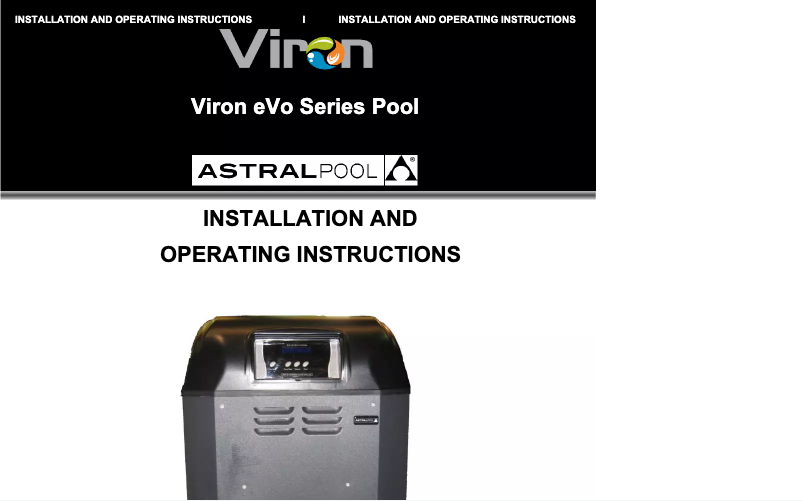 Image de la première page du manuel de l'appareil Viron eVo 250
