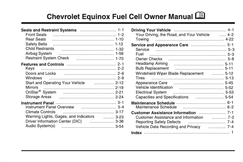 Page 1 de la notice Manuel utilisateur Chevrolet Equinox (2008)