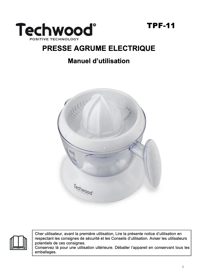Página 1 del manual Manual de usuario Techwood TPF-11