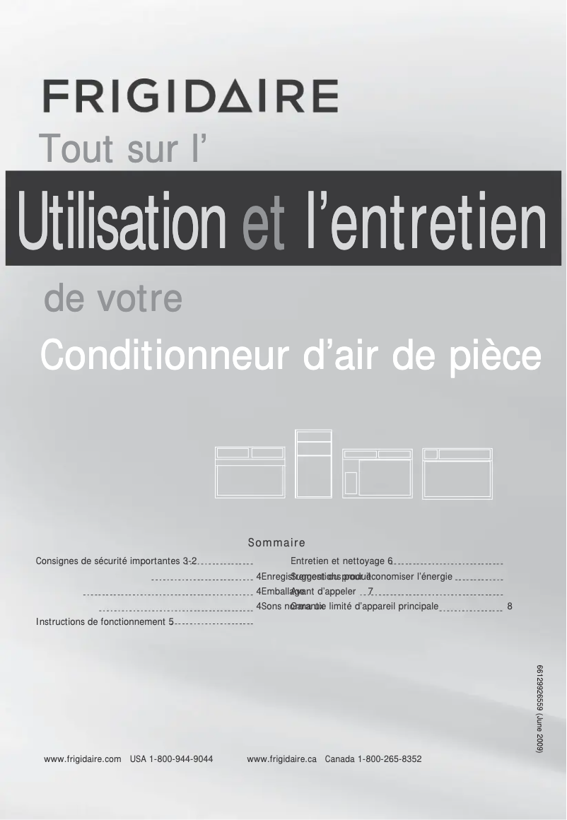 Page 1 de la notice Manuel utilisateur Frigidaire FFRA0511U1E