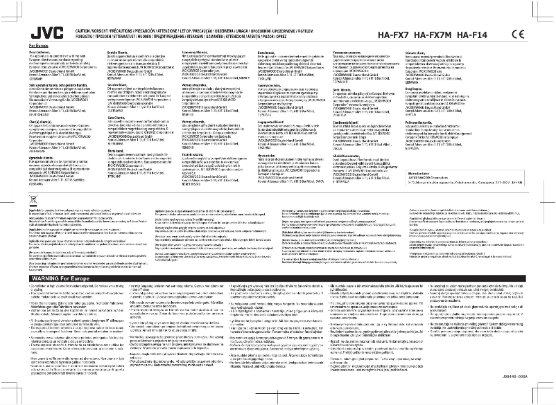 Page 1 de la notice Manuel utilisateur JVC HA-F14