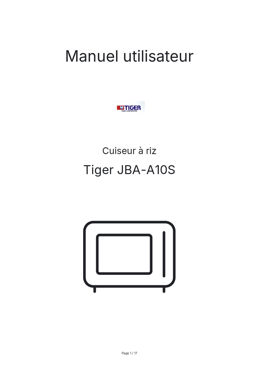 Image de la première page du manuel de l'appareil JBA-A10S