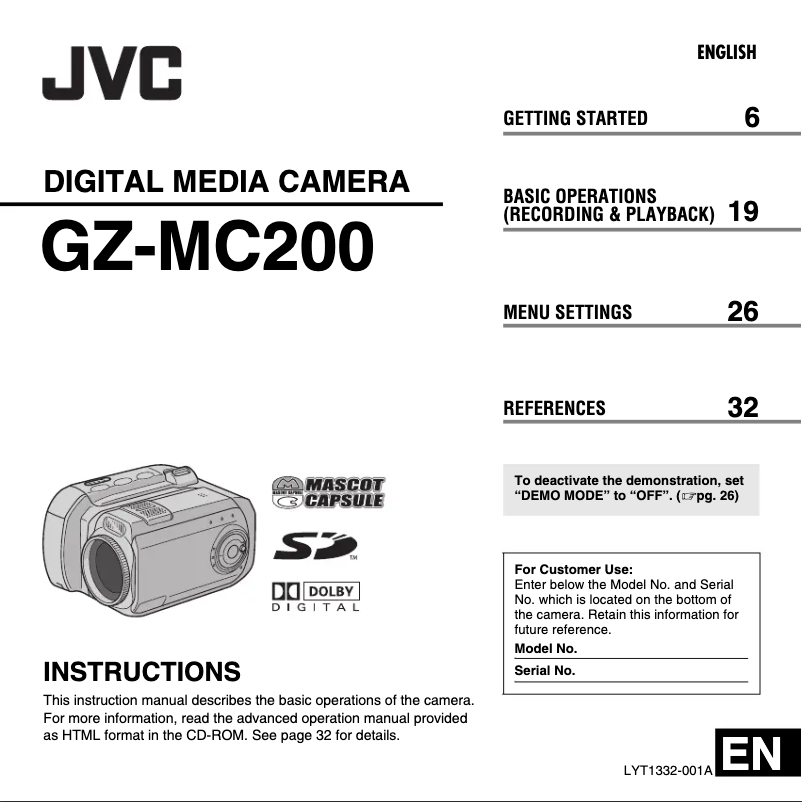 Image de la première page du manuel de l'appareil GZ-MC200