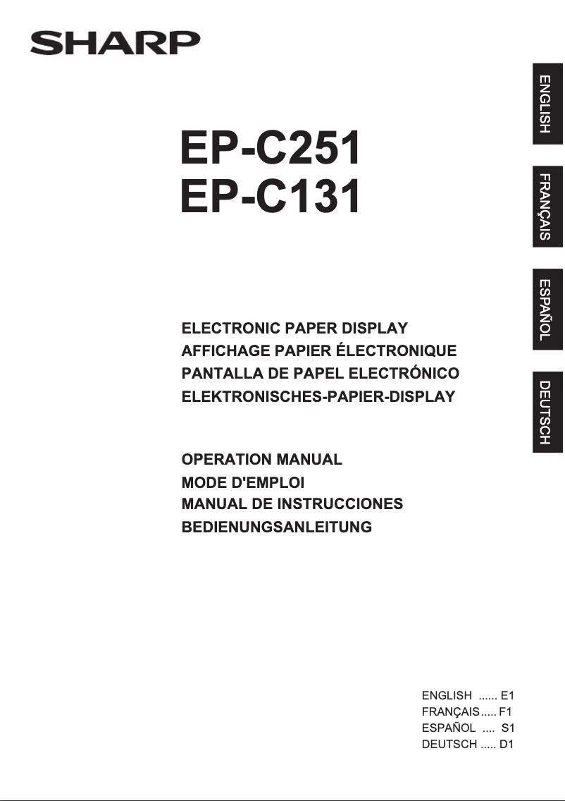 Page 1 de la notice Manuel utilisateur Sharp EPC251