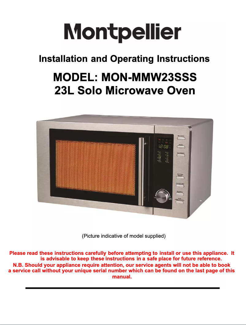 Image de la première page du manuel de l'appareil MMW23SSS