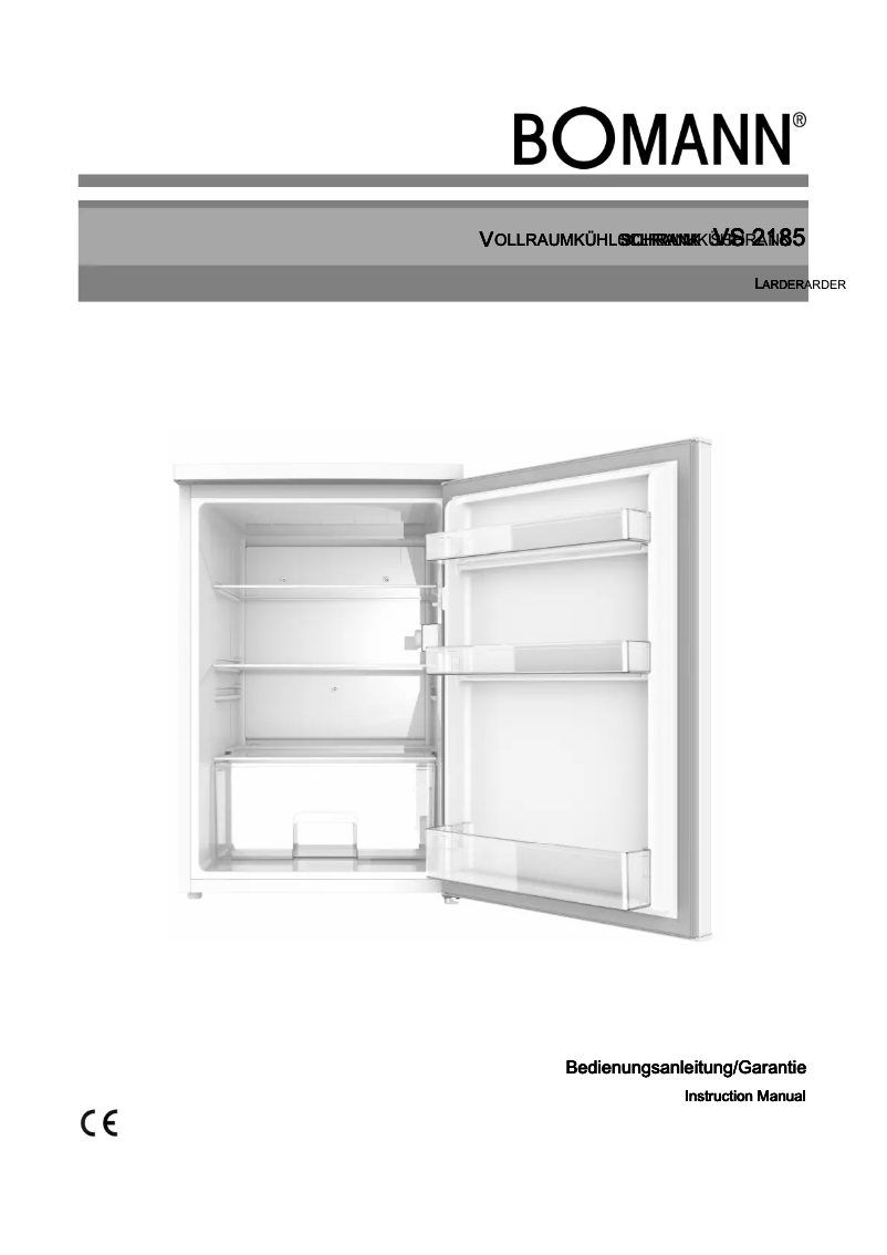 Page 1 de la notice Manuel utilisateur Bomann VS 2185