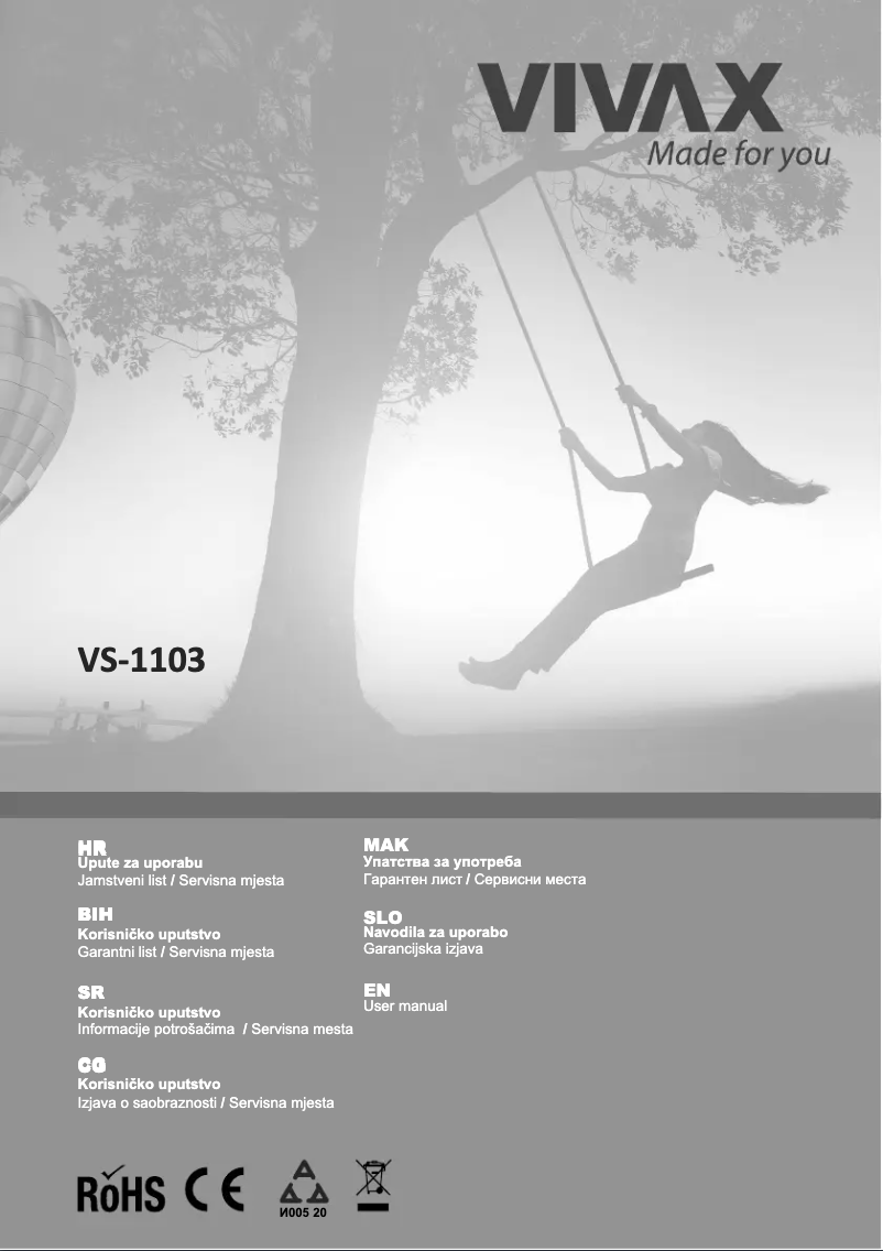 Page n°1 - Manuel utilisateur Vivax VS-1103