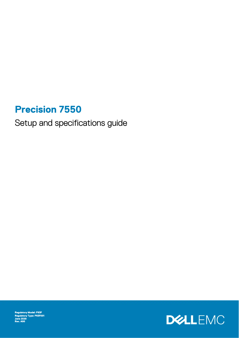 Image de la première page du manuel de l'appareil Precision 7550