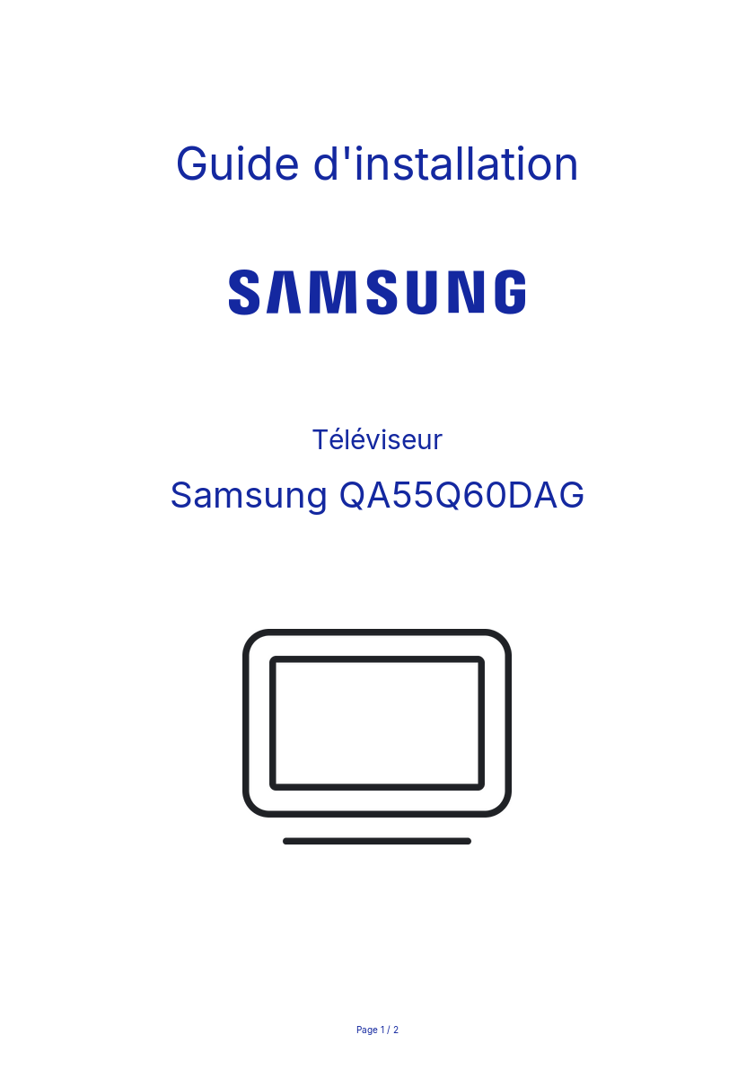 Page n°1 - Guide d'installation Samsung QA55Q60DAG