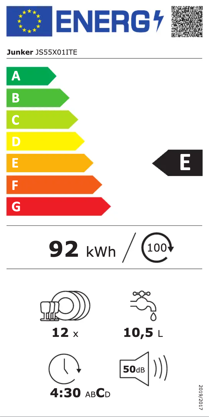 Page n°1 - Label énergétique Junker JS55X01ITE