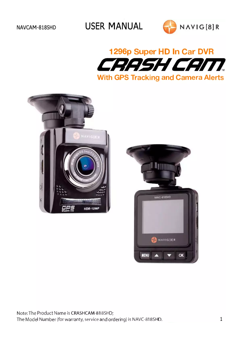 Image de la première page du manuel de l'appareil Navig8r NAVC-818SHD