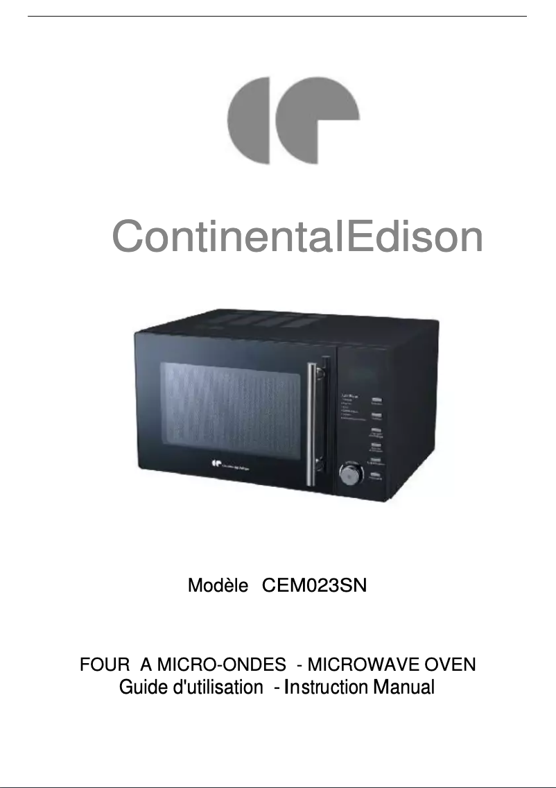 Page n°1 - Manuel utilisateur Continental Edison CEM023SN