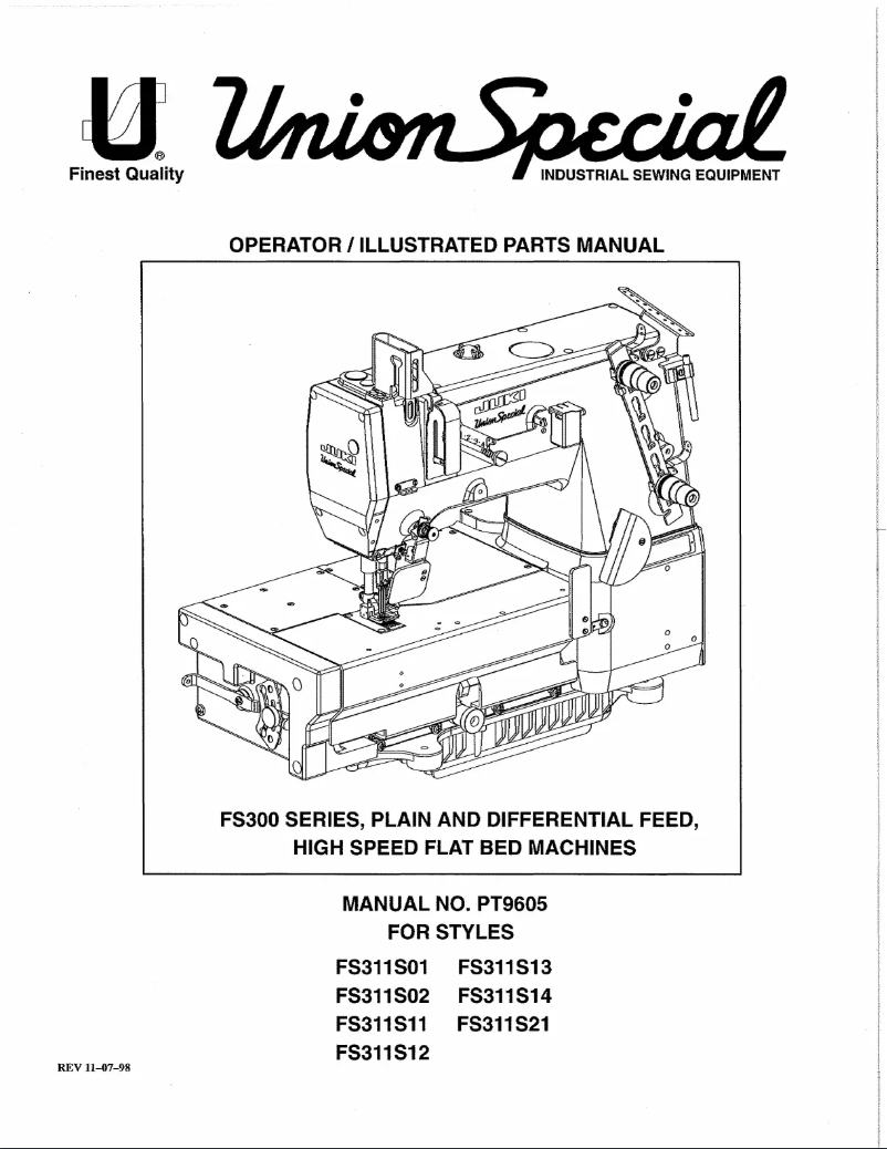 Page n°1 - Manuel utilisateur Union Special FS311S01