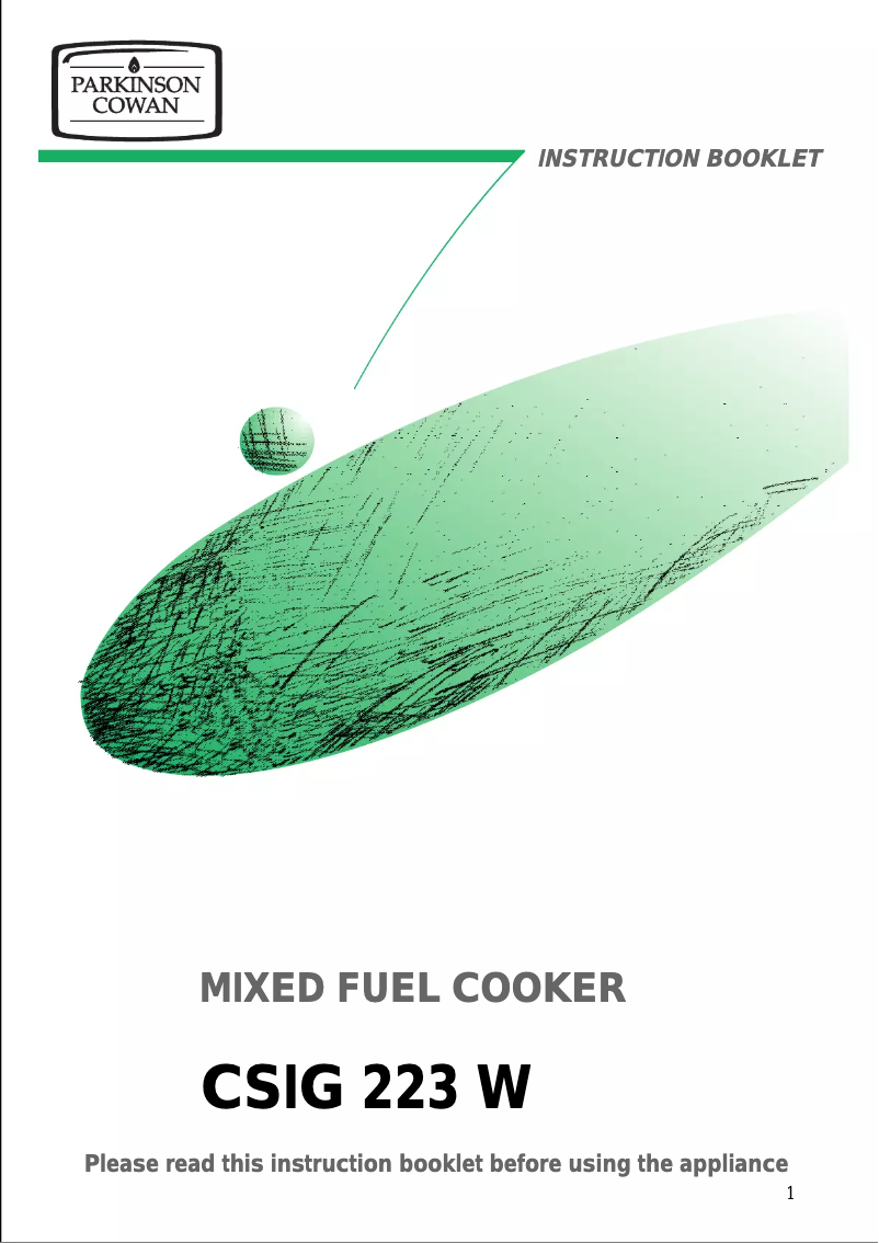 Page n°1 - Manuel utilisateur Tricity Bendix CSIG223W