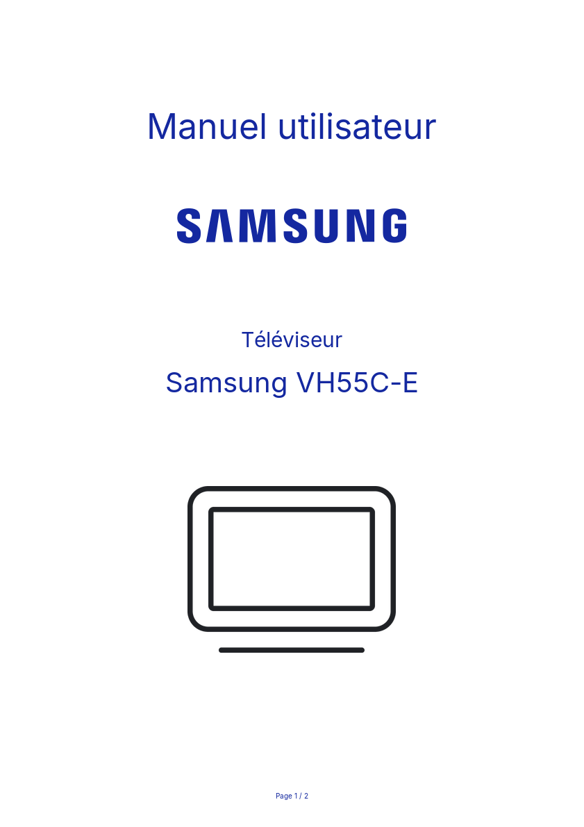 Page n°1 - Manuel utilisateur Samsung VH55C-E