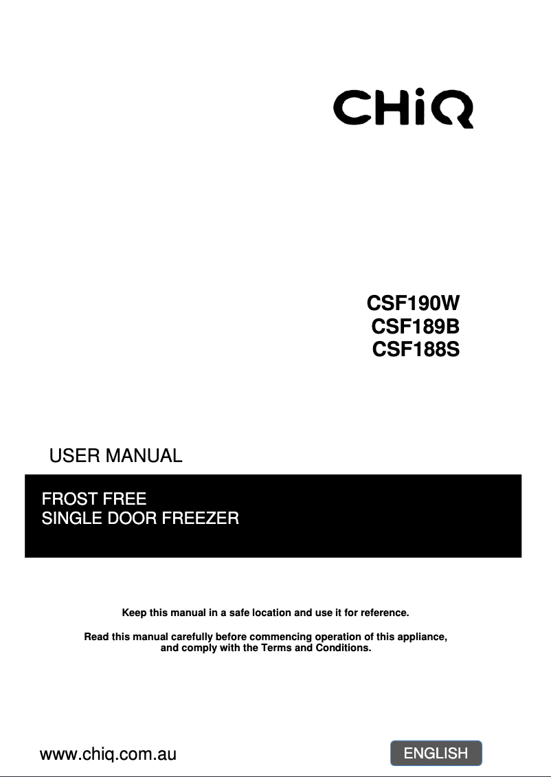 Page n°1 - Manuel utilisateur CHiQ CSF188S