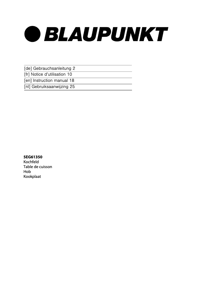 Page 1 of the manual User Manual Blaupunkt 5RH84350