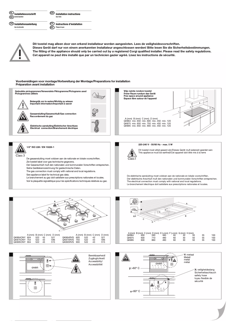 Page 1 de la notice Guide d'installation Pelgrim GK864ONYA
