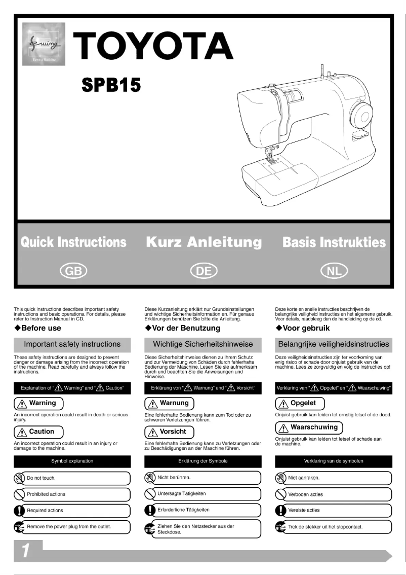 Page 1 de la notice Manuel utilisateur Toyota SPB15