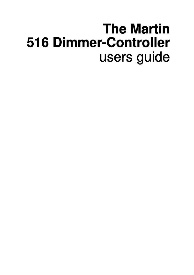 Image de la première page du manuel de l'appareil 516 Dimmer-Controller