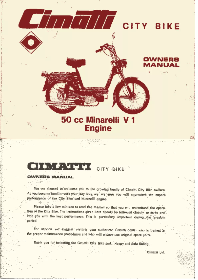 Page 1 de la notice Manuel utilisateur Cimatti Minarelli V1