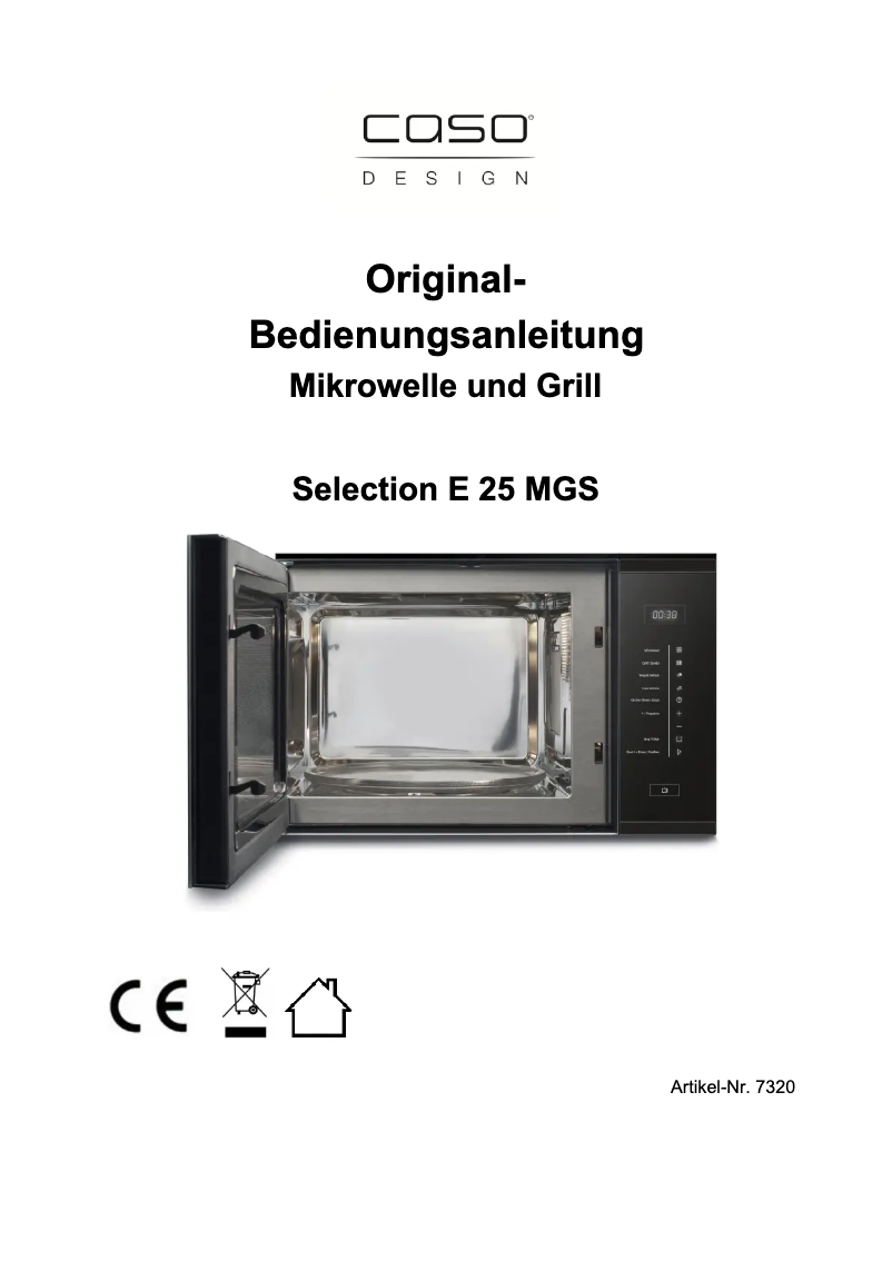 Page 1 de la notice Manuel utilisateur Caso Selection E 25 MGS