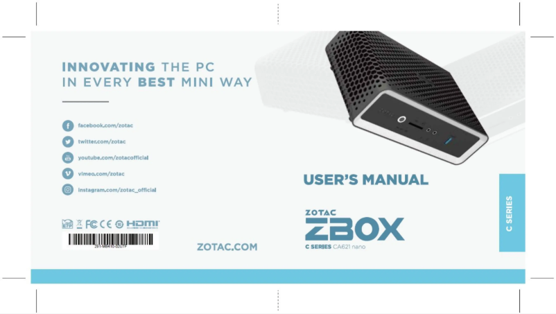 Page 1 de la notice Manuel utilisateur Zotac ZBOX CA621 nano