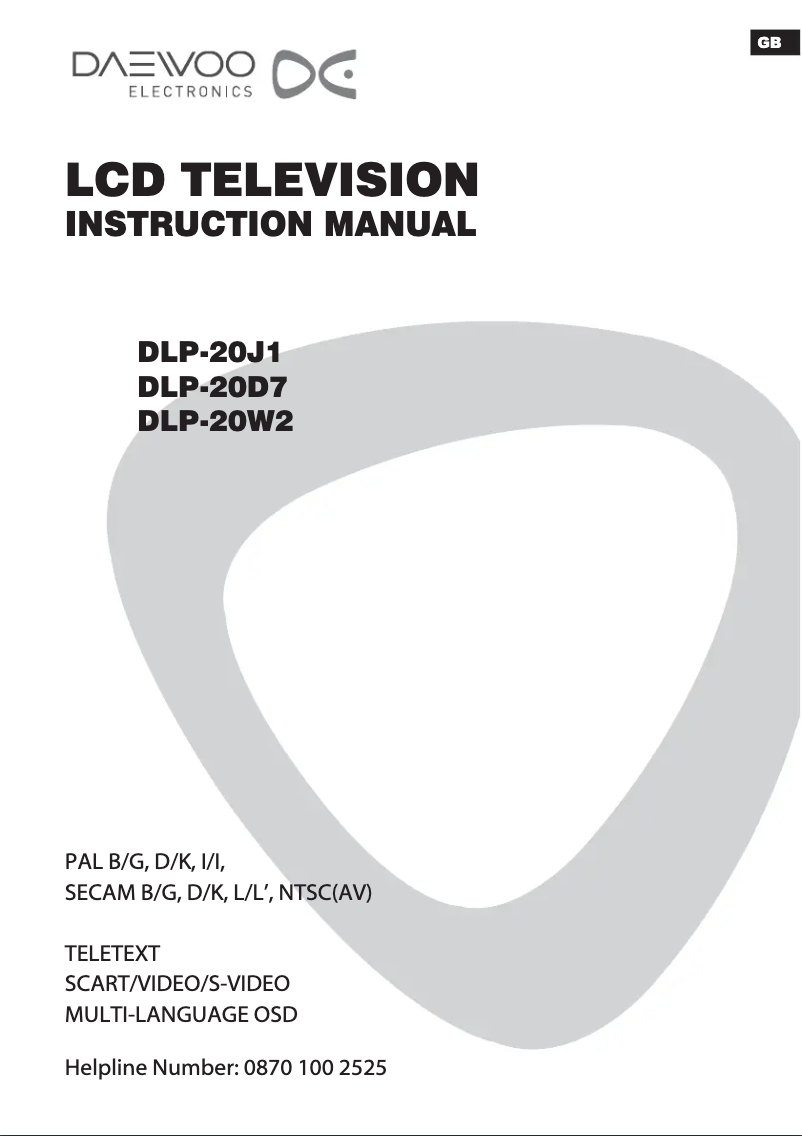 Page 1 de la notice Manuel utilisateur Daewoo DLP-20W2