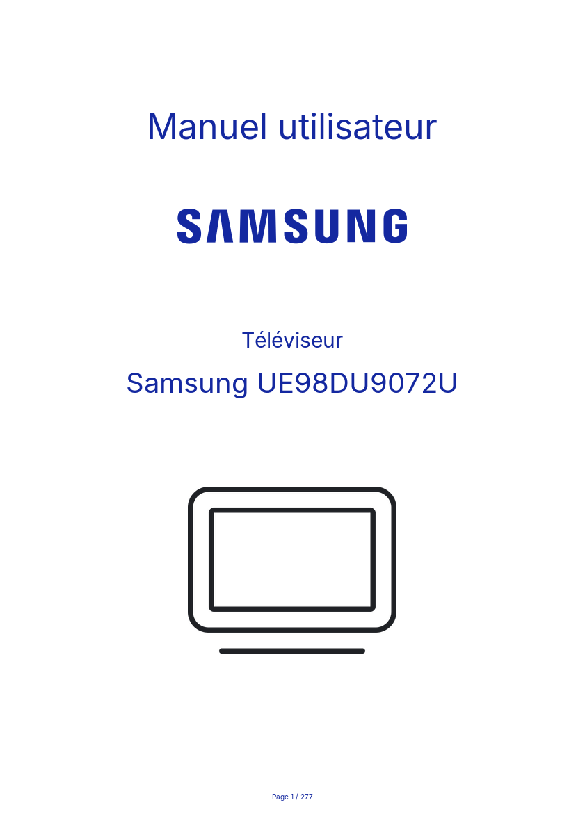 Image de la première page du manuel de l'appareil UE98DU9072U