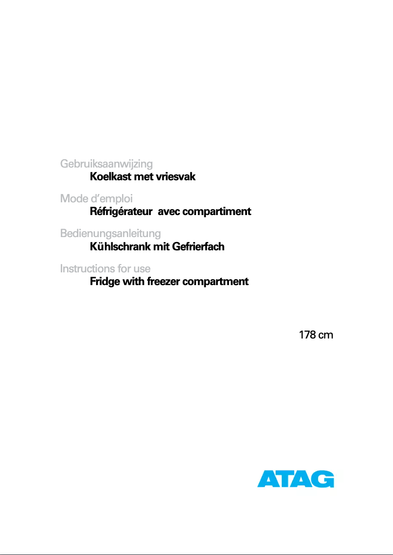 Page 1 de la notice Manuel utilisateur Atag KD61178B