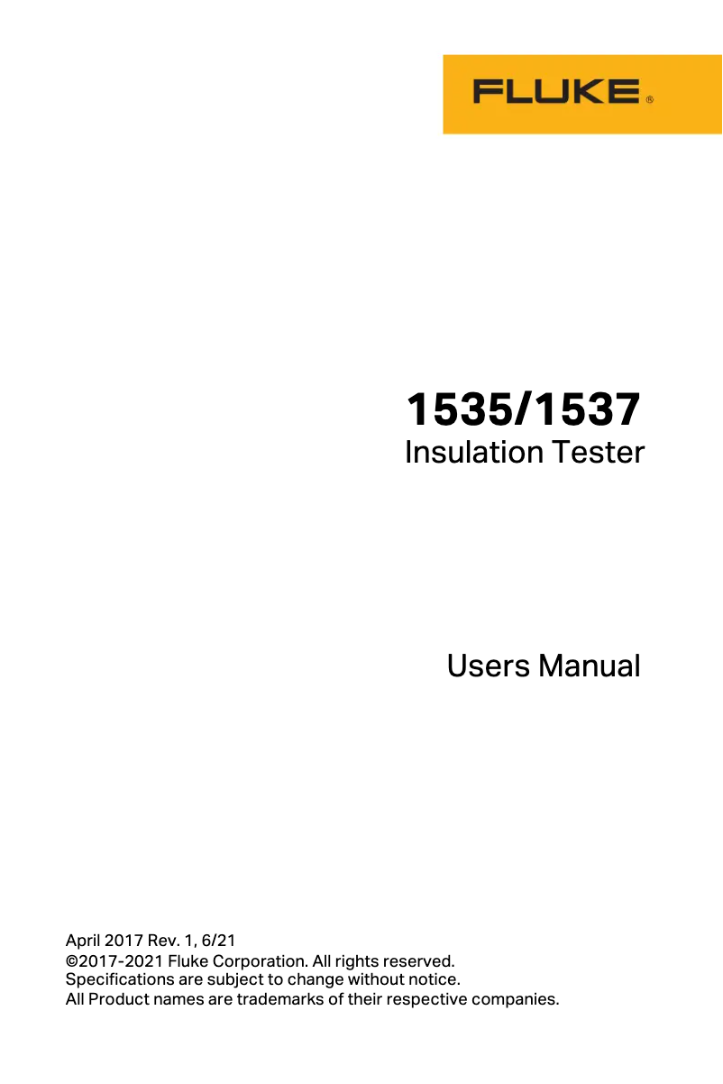 Page n°1 - Manuel utilisateur Fluke 1537