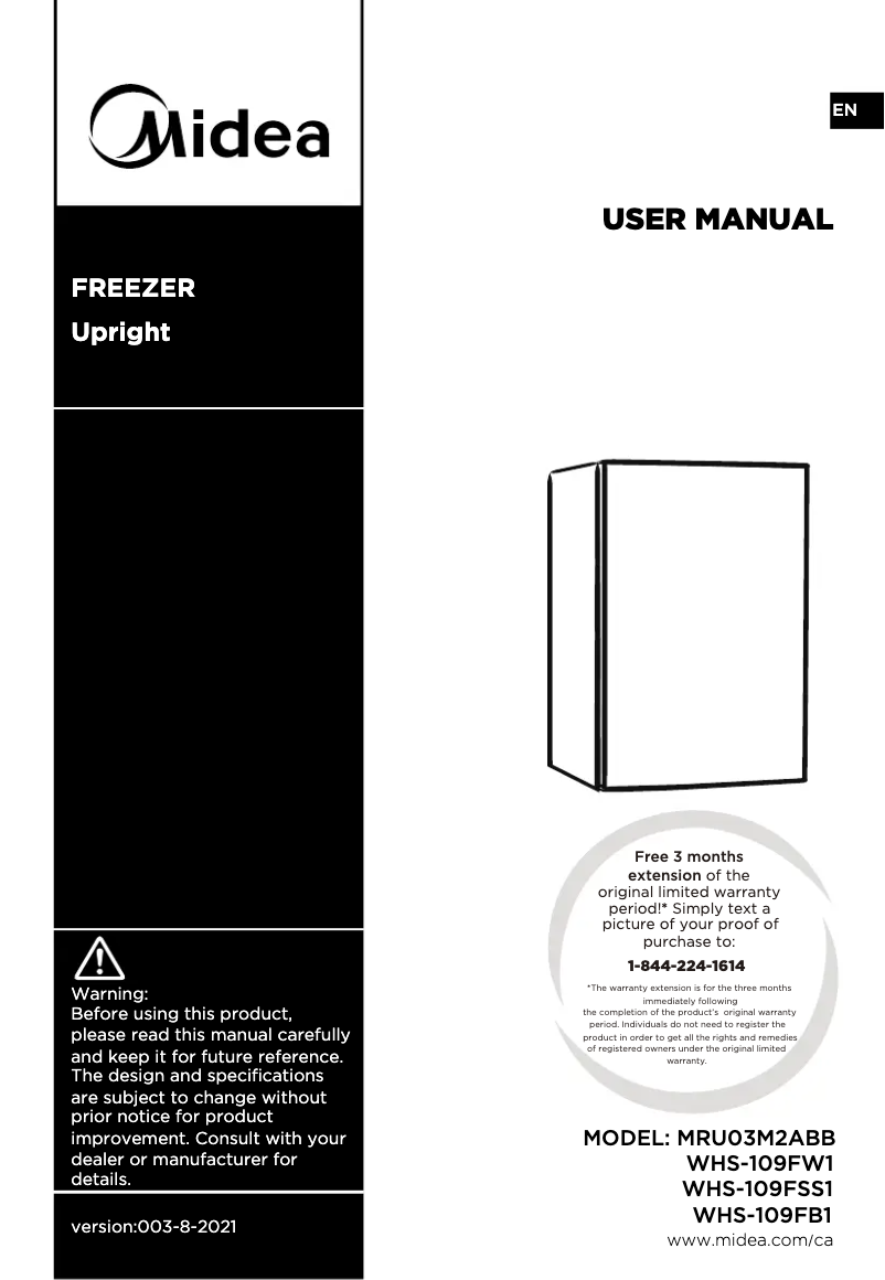 Image de la première page du manuel de l'appareil WHS-109FW1