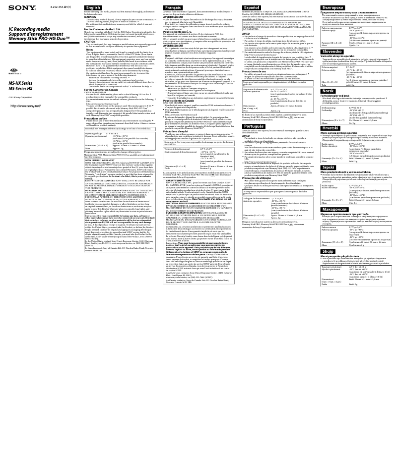 Página 1 del manual Manual de usuario Sony MS-HX8B