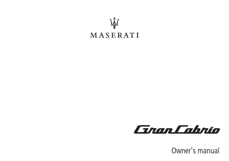 Page n°1 - Manuel utilisateur Maserati GranCabrio Sport (2019)