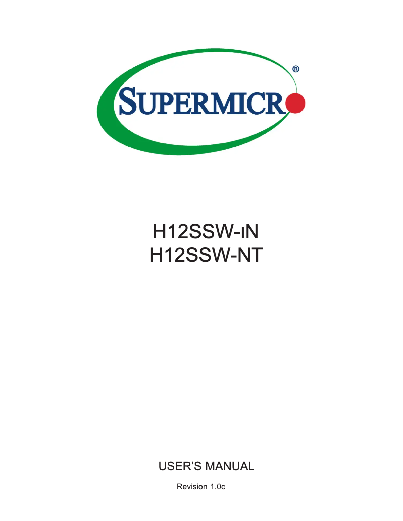 Page 1 de la notice Manuel utilisateur Supermicro H12SSW-iN