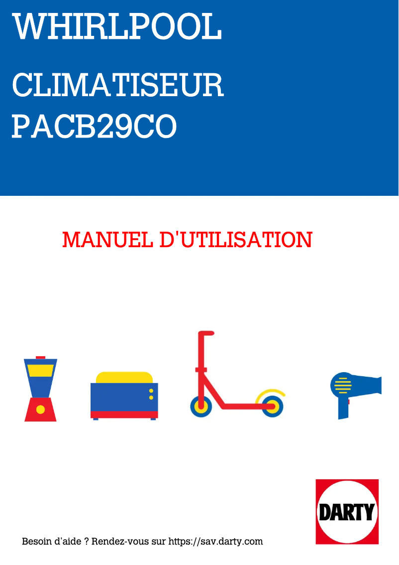Page 1 de la notice Manuel utilisateur Whirlpool PACB29CO