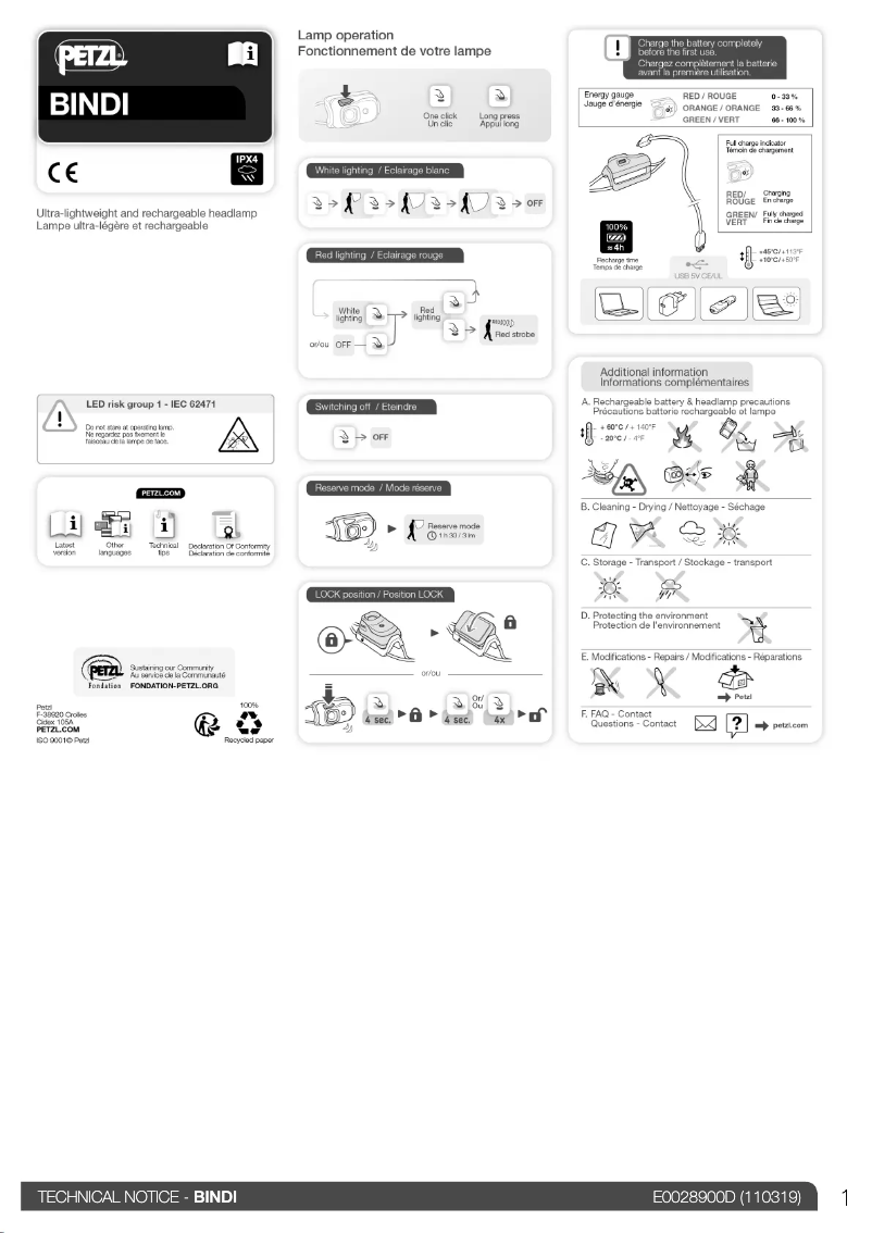 Image de la première page du manuel de l'appareil Bindi