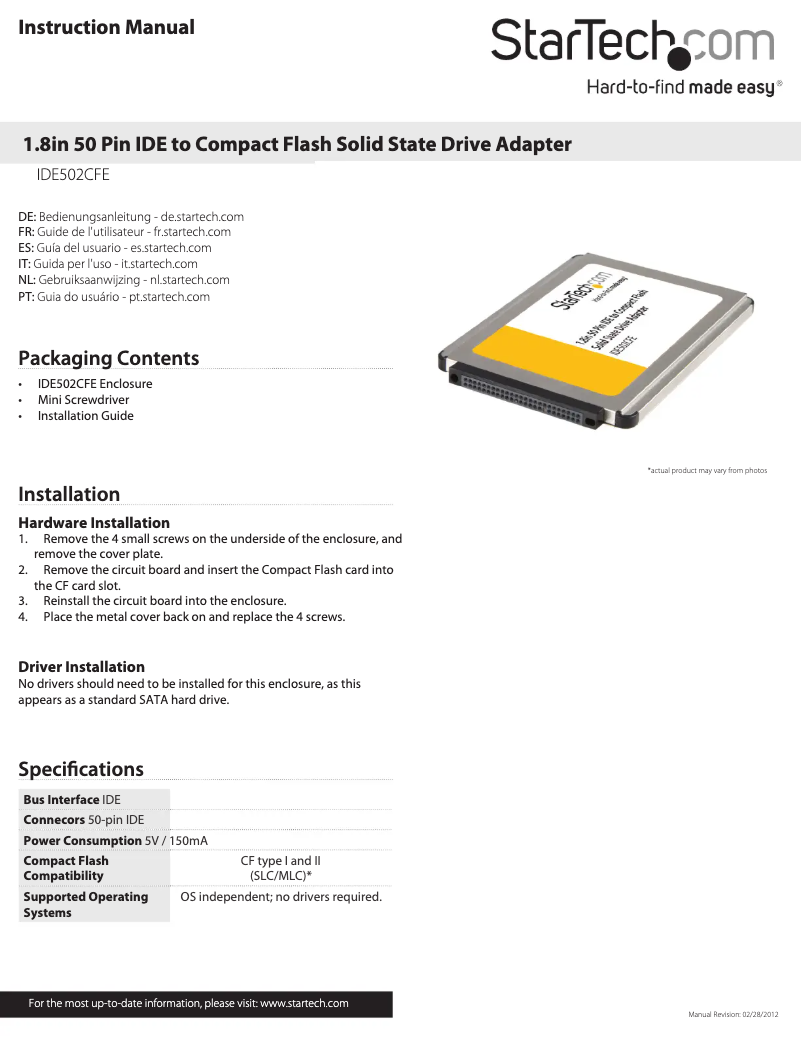 Image de la première page du manuel de l'appareil IDE502CFE