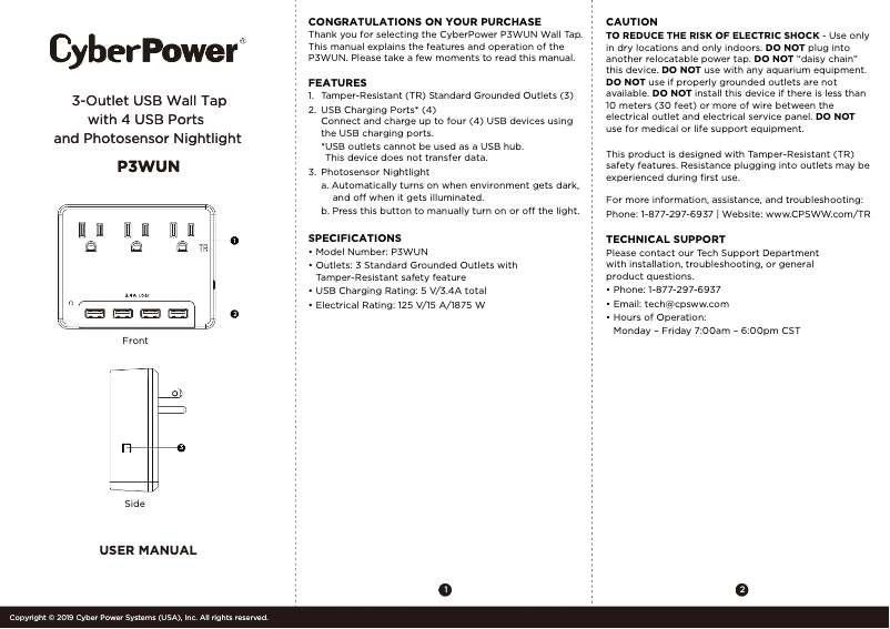 Page n°1 - Manuel utilisateur CyberPower Professional P3WUN