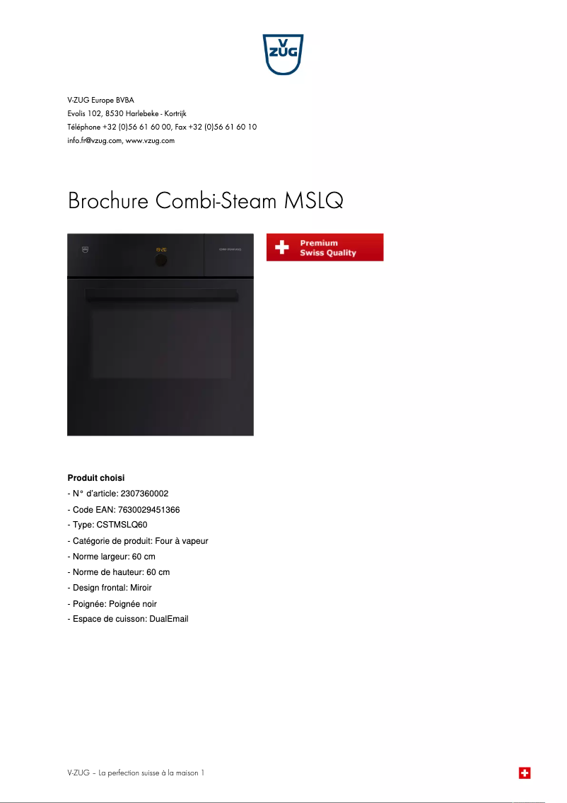 Image de la première page du manuel de l'appareil Combi-Steam MSLQ