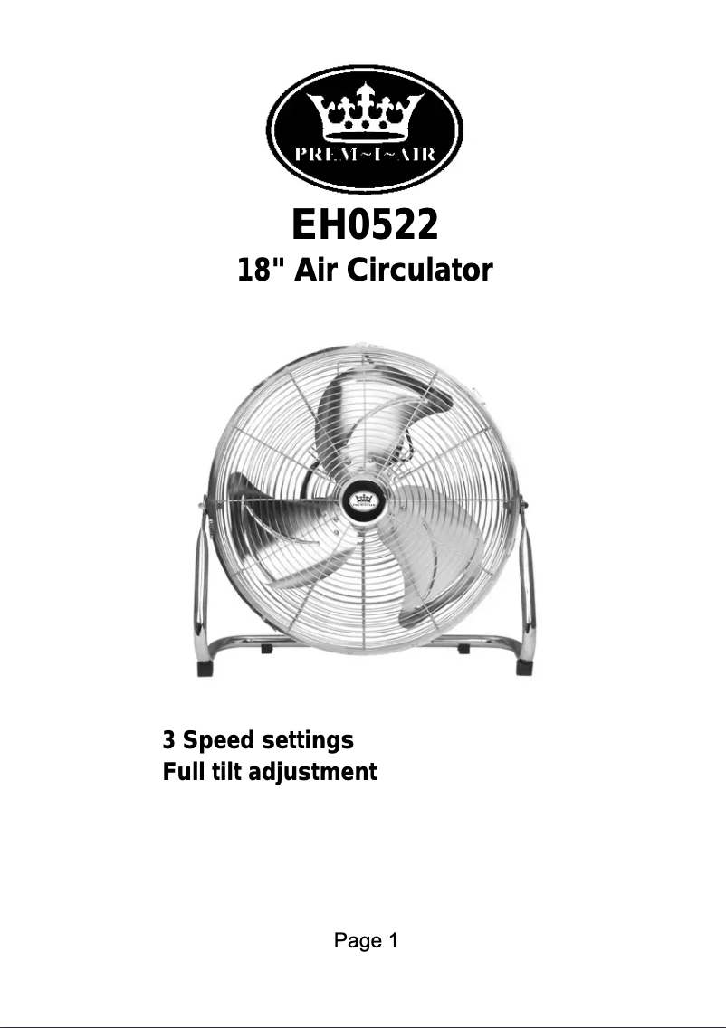 Page n°1 - Manuel utilisateur Prem-I-Air EH0522