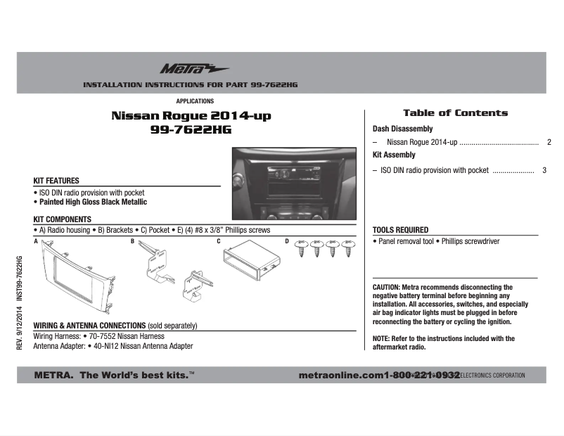 Page n°1 - Mode d'emploi Metra 99-7622HG