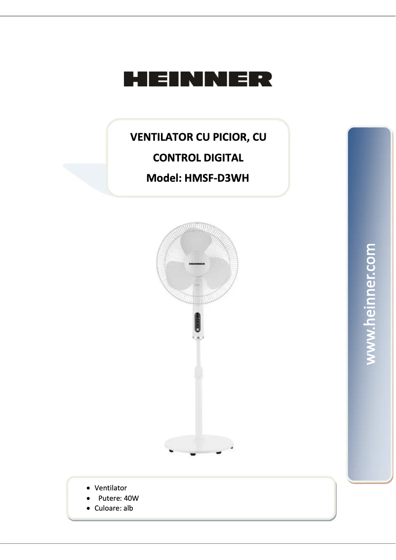 Page 1 de la notice Manuel utilisateur Heinner HMSF-D3WH