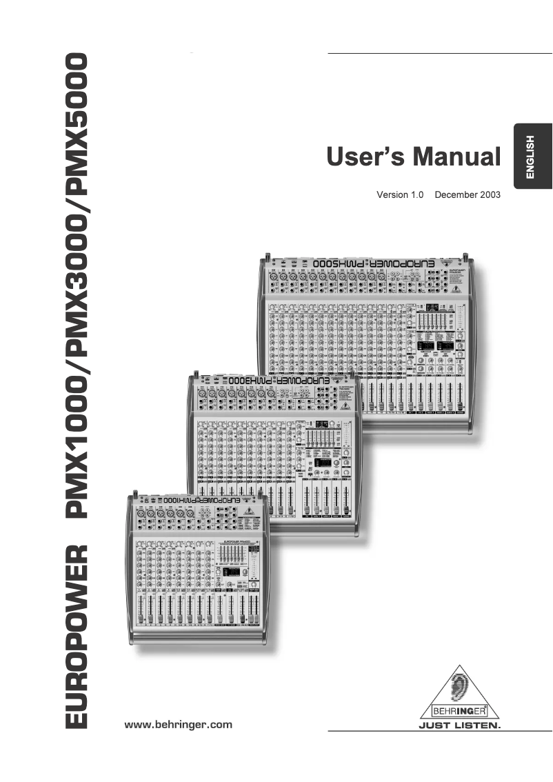 Page n°1 - Manuel utilisateur Behringer Europower PMX3000